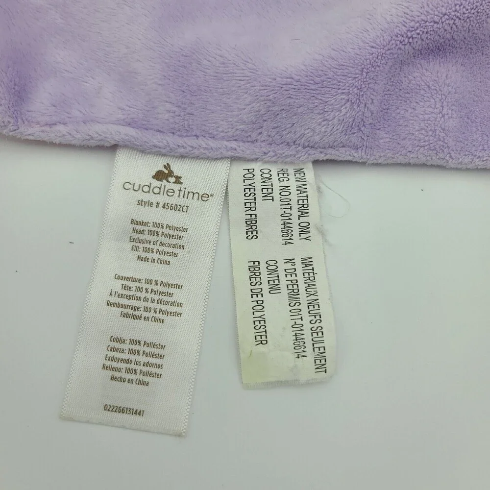 Cuddle Time Lamb Blanket Lovey Purple Satin Pink Back Baby